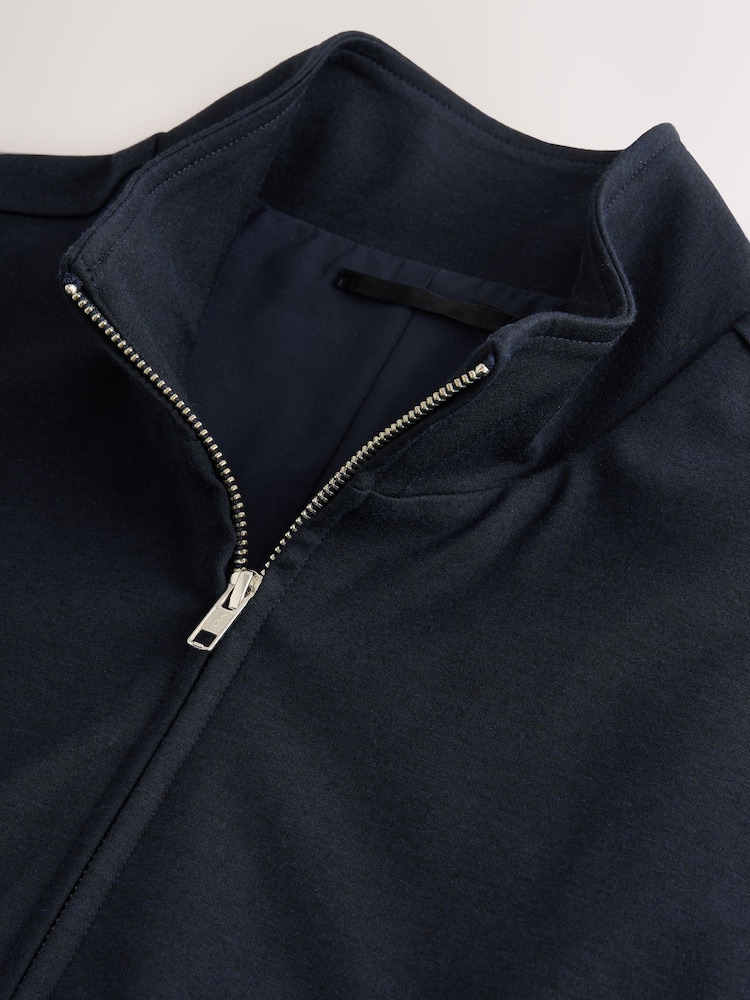 Navy Blue Smart Funnel Shacket With Wool - Image 9 of 9