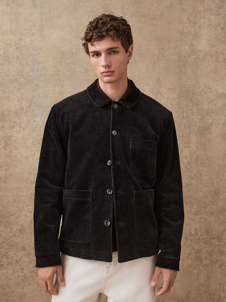 Black Smart Rich Cord Chore Jacket - Image 1 of 13