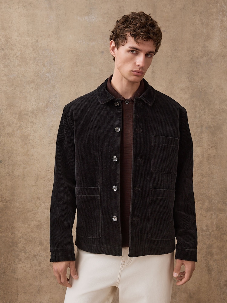 Black Smart Rich Cord Chore Jacket - Image 2 of 13