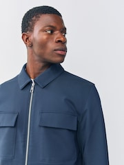 Navy Blue Smart Technical Shacket With Stretch - Image 3 of 10