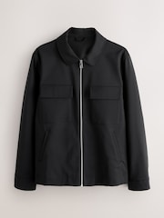 Black Smart Technical Shacket With Stretch - Image 1 of 5