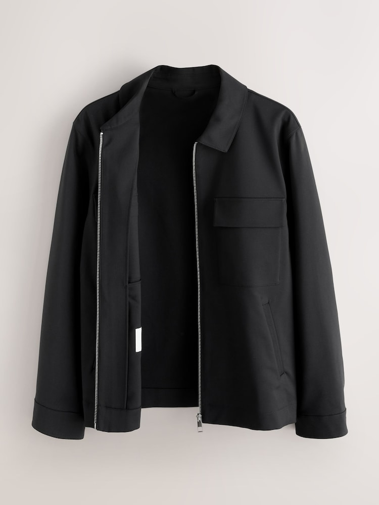 Black Smart Technical Shacket With Stretch - Image 2 of 5