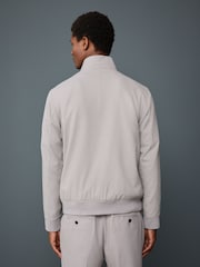 Neutral Smart Soft Touch Funnel Neck Shacket With Faux Suede Trim Detail - Image 3 of 11