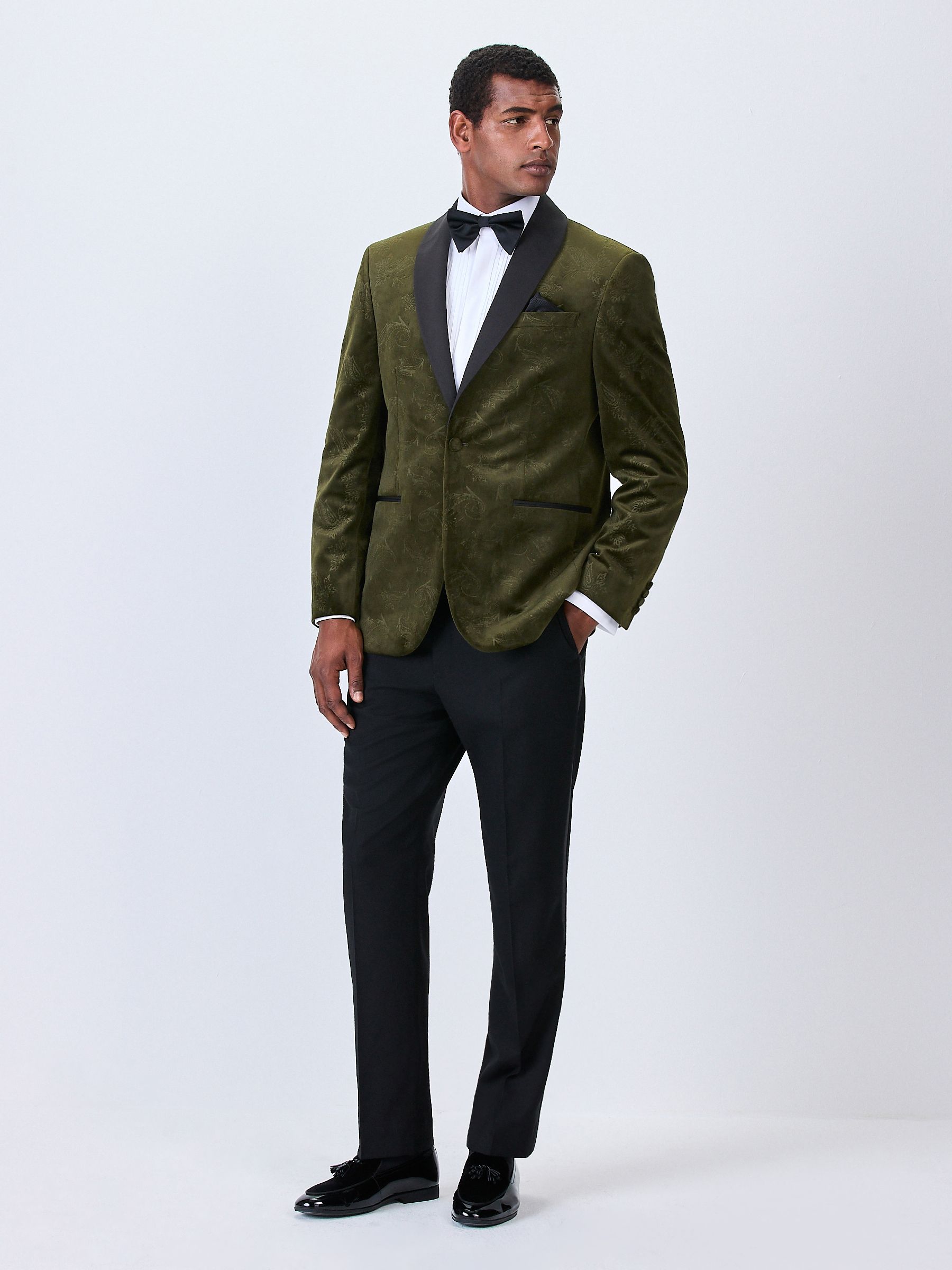 Buy Olive Green Paisley Regular Fit Patterned Velvet Blazer from