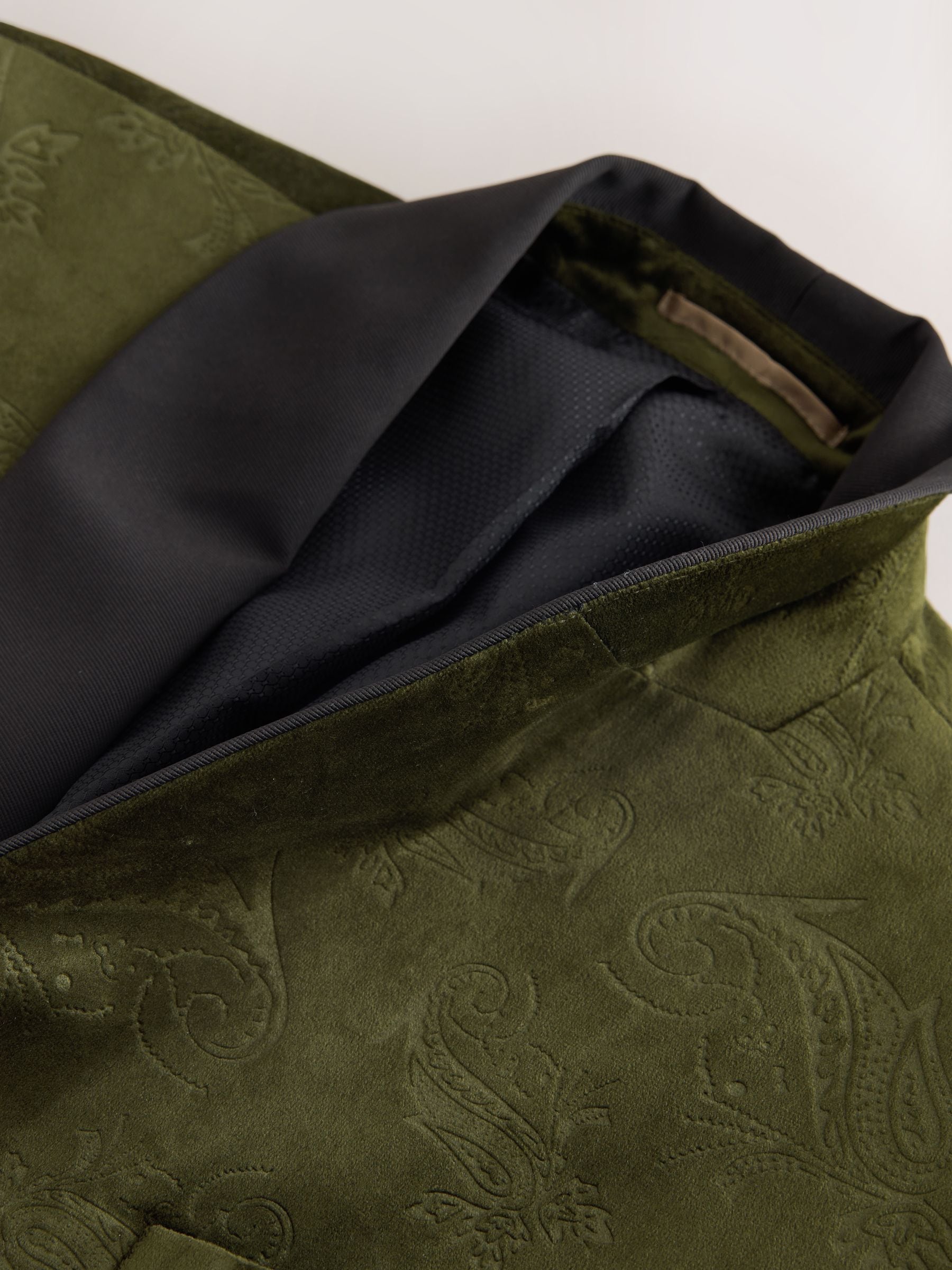 Buy Olive Green Paisley Regular Fit Patterned Velvet Blazer from