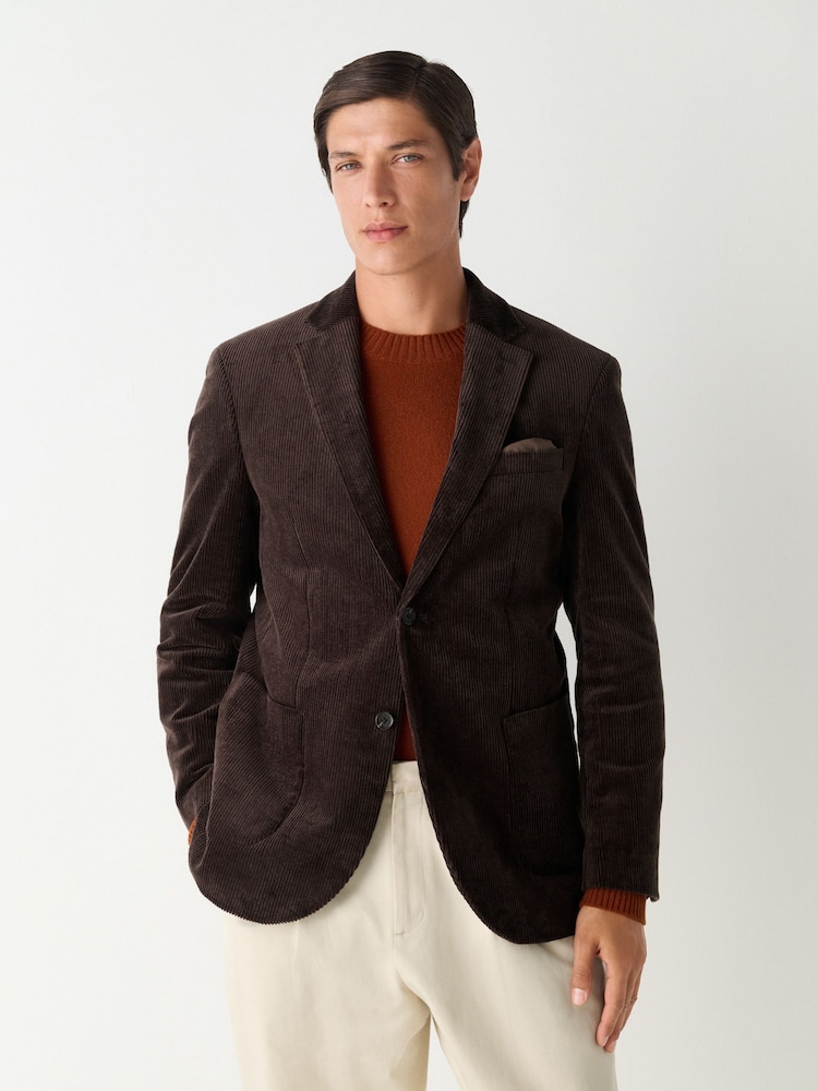 Chocolate Brown Regular Fit Regular Fit Cord Blazer - Image 1 of 5