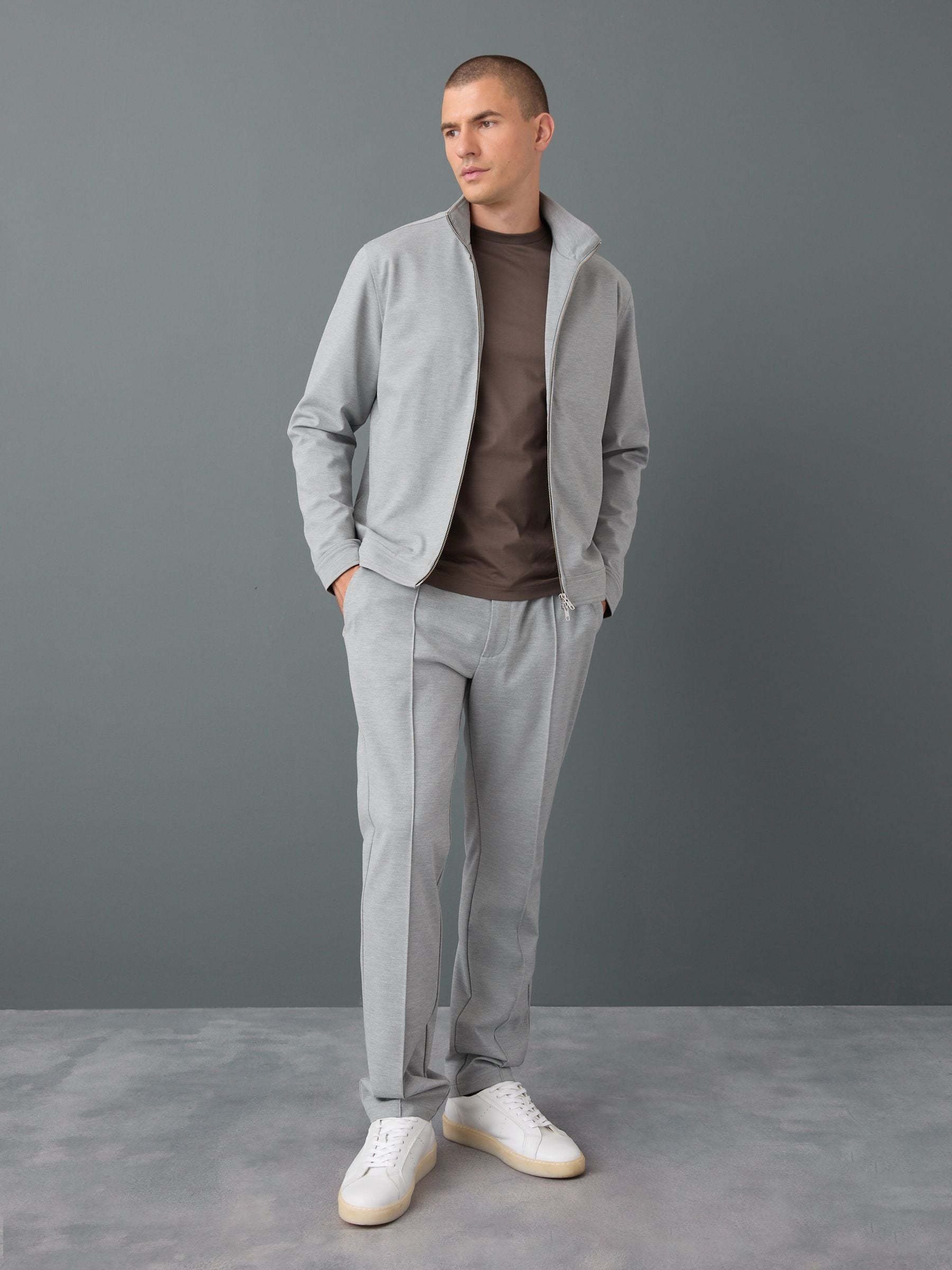 Buy Light Grey Smart Funnel Neck Jacket With Wool from Next USA