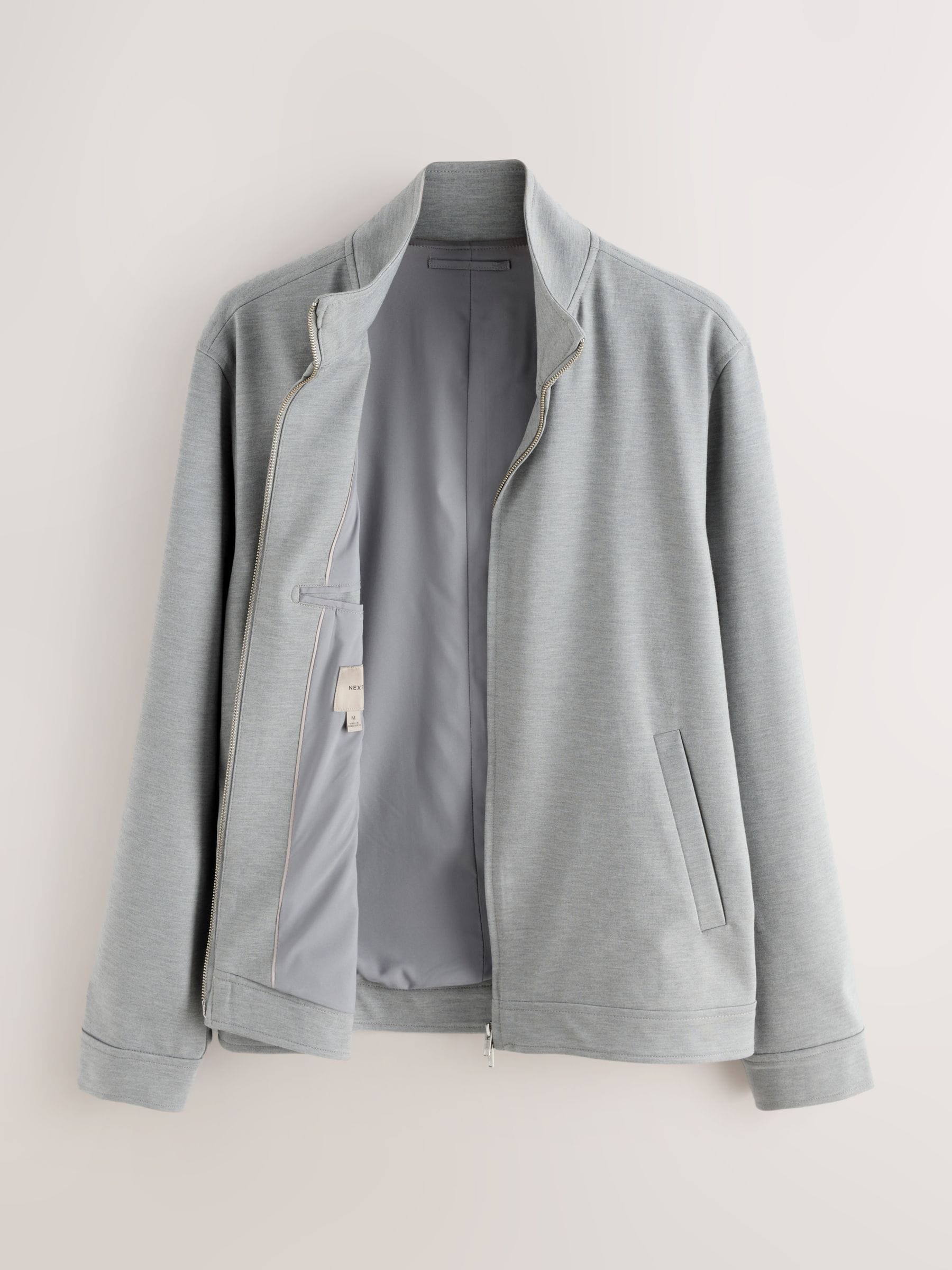Buy Light Grey Smart Funnel Neck Jacket With Wool from Next USA