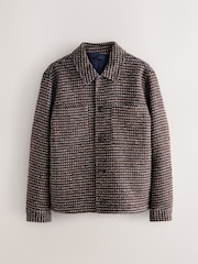 Rust Brown Smart Textured Knitted Jacket With Wool - Image 1 of 3