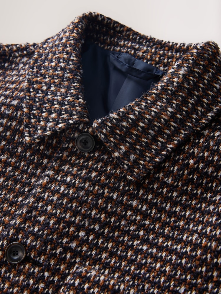 Rust Brown Smart Textured Knitted Jacket With Wool - Image 3 of 3
