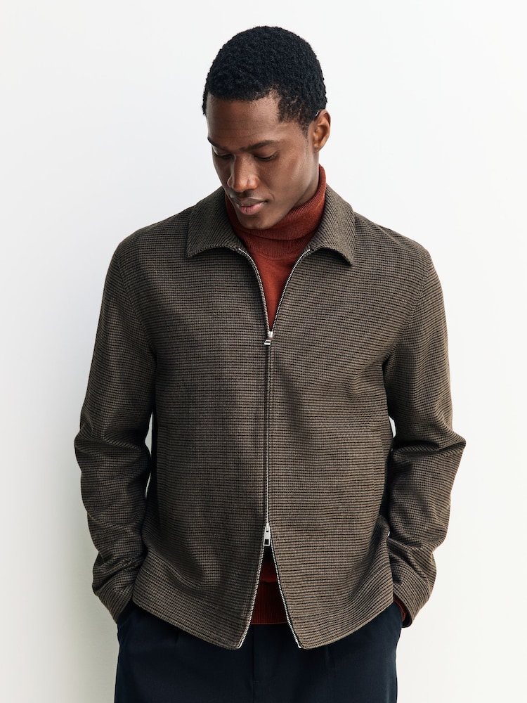Castanho - Smart Textured Dogtooth Shacket - Imagem 1 de 5