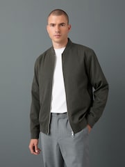 Khaki Green Smart Bomber Jacket - Image 1 of 10