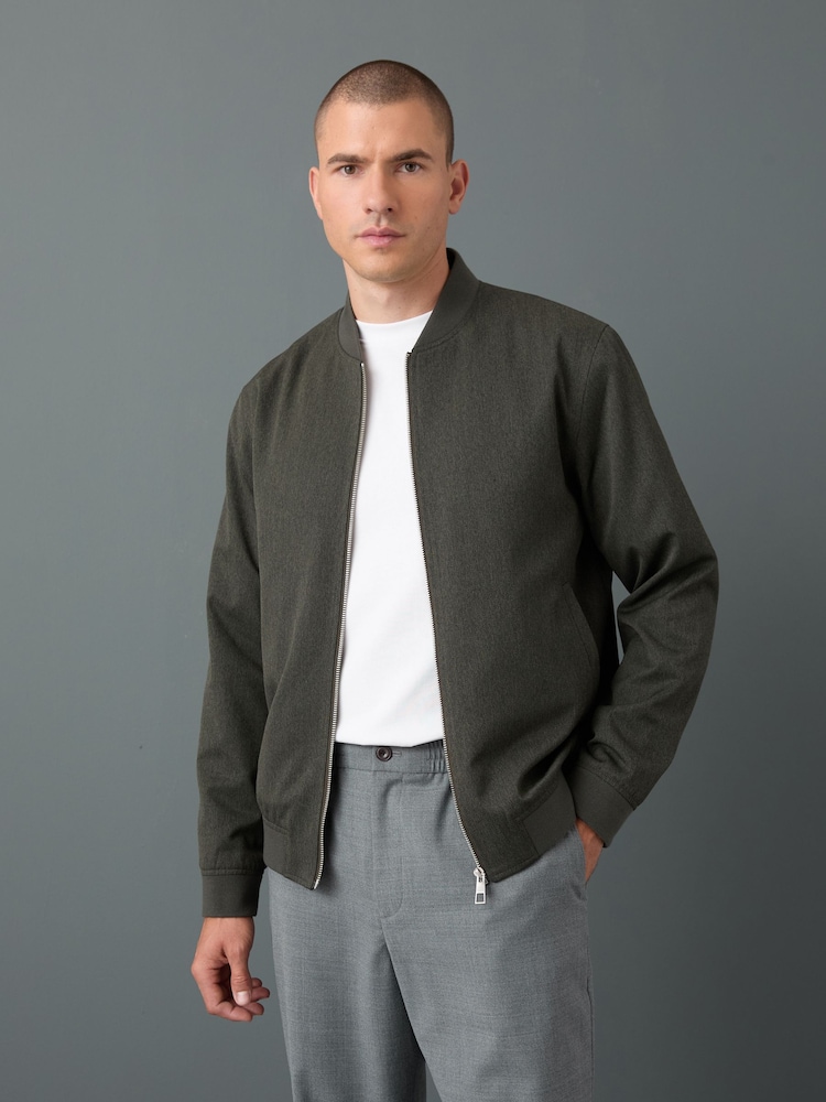 Khaki Green Smart Bomber Jacket - Image 1 of 10