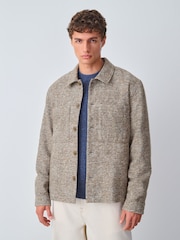 Neutral Smart Check Shacket with Wool - Image 1 of 12