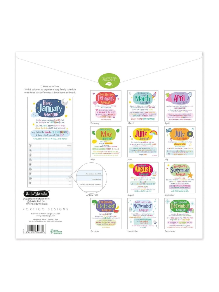 Portico Designs White 2025 The Bright Side Square Family Organiser Wall Diary - Image 6 of 6