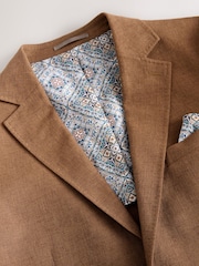 Tobacco Regular Fit Textured Linen Blend Blazer - Image 11 of 13