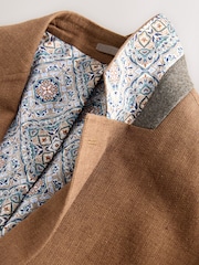 Tobacco Regular Fit Textured Linen Blend Blazer - Image 12 of 13