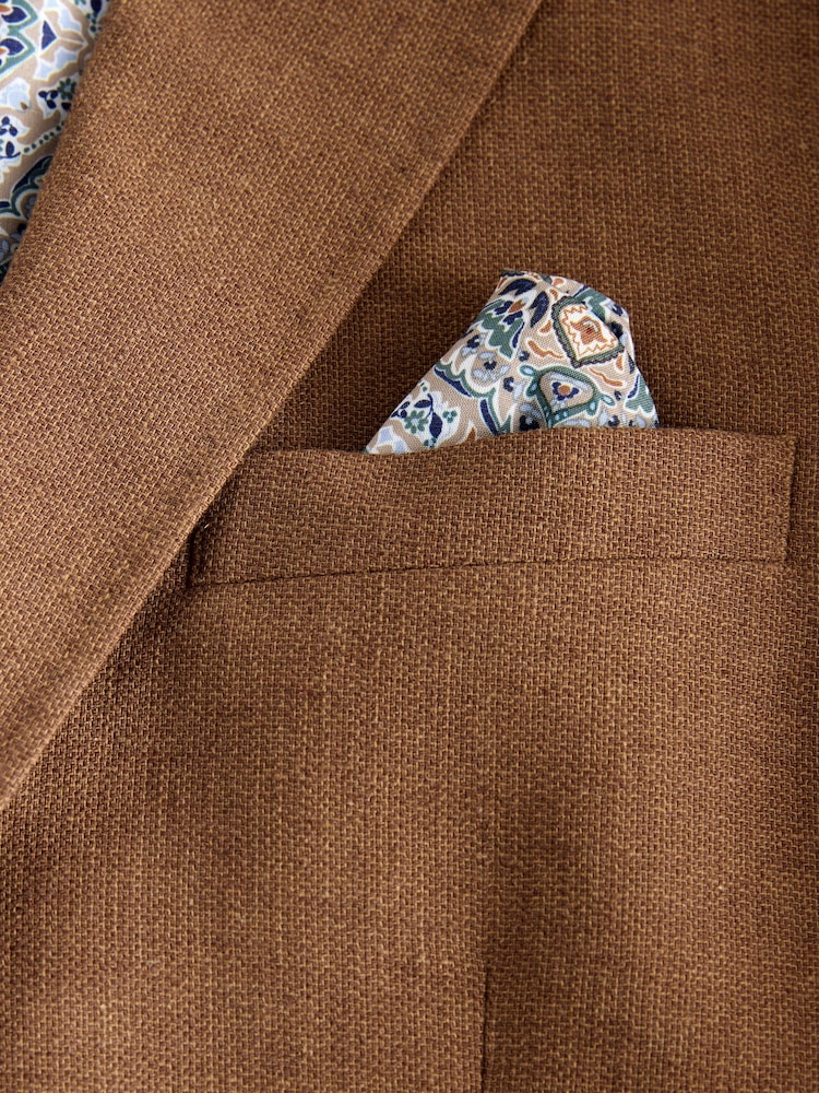 Tobacco Regular Fit Textured Linen Blend Blazer - Image 13 of 13