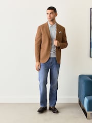 Tobacco Regular Fit Textured Linen Blend Blazer - Image 2 of 13
