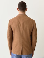 Tobacco Regular Fit Textured Linen Blend Blazer - Image 3 of 13