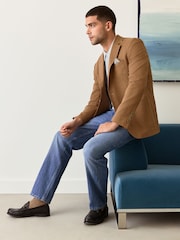 Tobacco Regular Fit Textured Linen Blend Blazer - Image 5 of 13