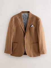Tobacco Regular Fit Textured Linen Blend Blazer - Image 9 of 13