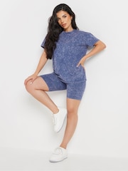 PixieGirl Petite Blue Acid Wash T-Shirt & Short Set - Image 2 of 5