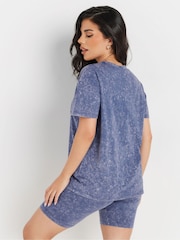 PixieGirl Petite Blue Acid Wash T-Shirt & Short Set - Image 3 of 5