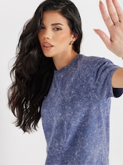 PixieGirl Petite Blue Acid Wash T-Shirt & Short Set - Image 4 of 5