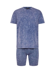 PixieGirl Petite Blue Acid Wash T-Shirt & Short Set - Image 5 of 5