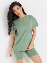 PixieGirl Petite Acid Wash T-Shirt & Short Set - Image 1 of 5