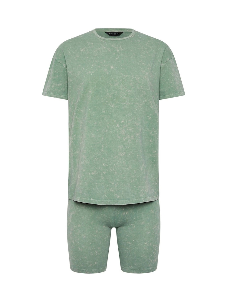 PixieGirl Petite Acid Wash T-Shirt & Short Set - Image 5 of 5