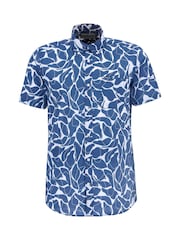 Barbour® Blue Spillroad Short Sleeve Tailored 100% Cotton Shirt - Image 5 of 5