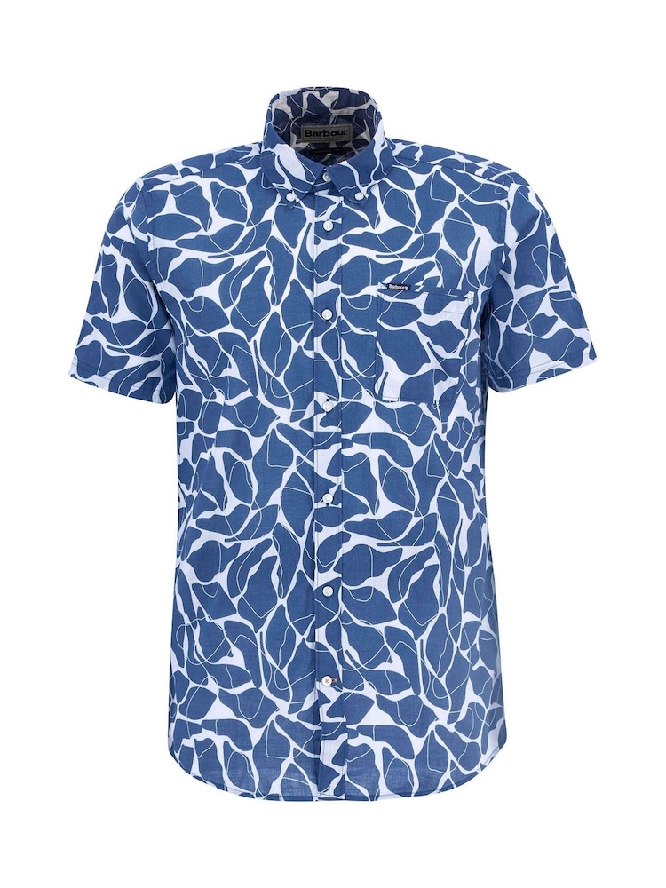 Barbour® Blue Spillroad Short Sleeve Tailored 100% Cotton Shirt - Image 5 of 5
