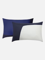 Jasper Conran London Blue 300 Thread Count Colourblock Pillowcase Pair - Image 5 of 5