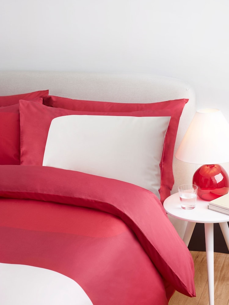 Jasper Conran London Chilli Red 300 Thread Count Colourblock Duvet Cover - Image 2 of 5