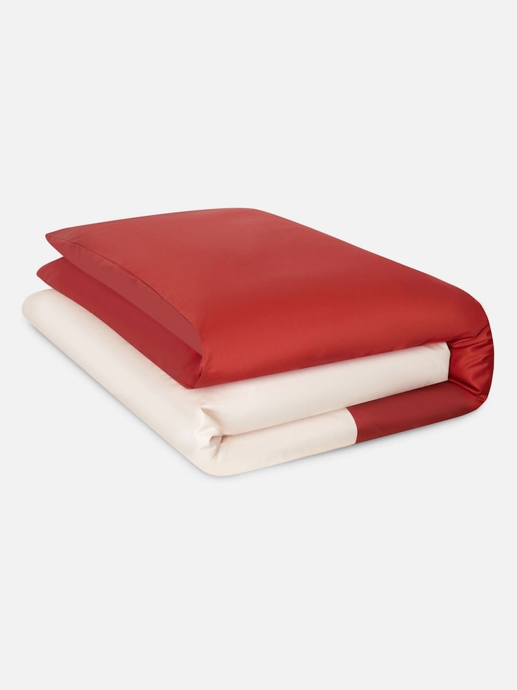 Jasper Conran London Chilli Red 300 Thread Count Colourblock Duvet Cover - Image 5 of 5