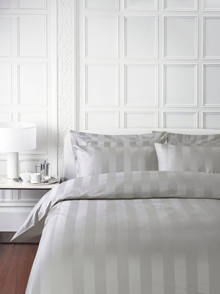 Jasper Conran London Lunar Rock 500 Thread Count Satin Stripe 100% Cotton Duvet Cover - Image 1 of 4