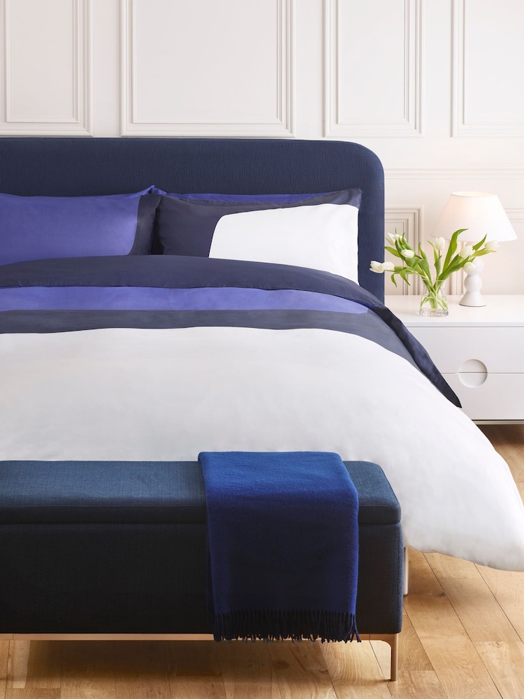 Jasper Conran London Blue 300 Thread Count Colourblock Duvet Cover - Image 1 of 5