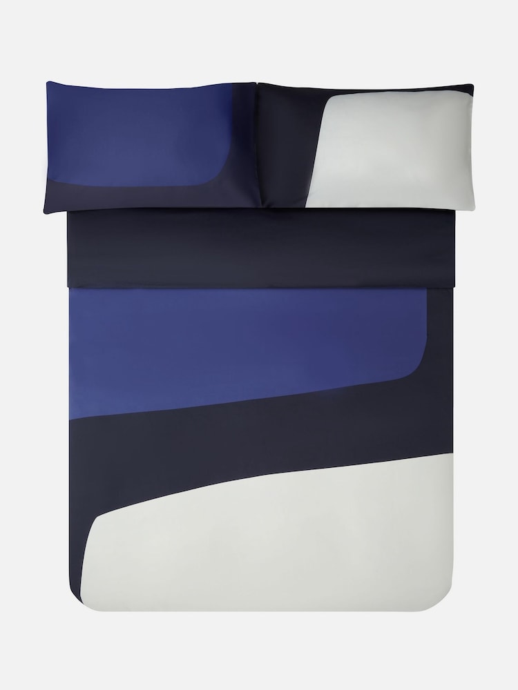 Jasper Conran London Blue 300 Thread Count Colourblock Duvet Cover - Image 4 of 5