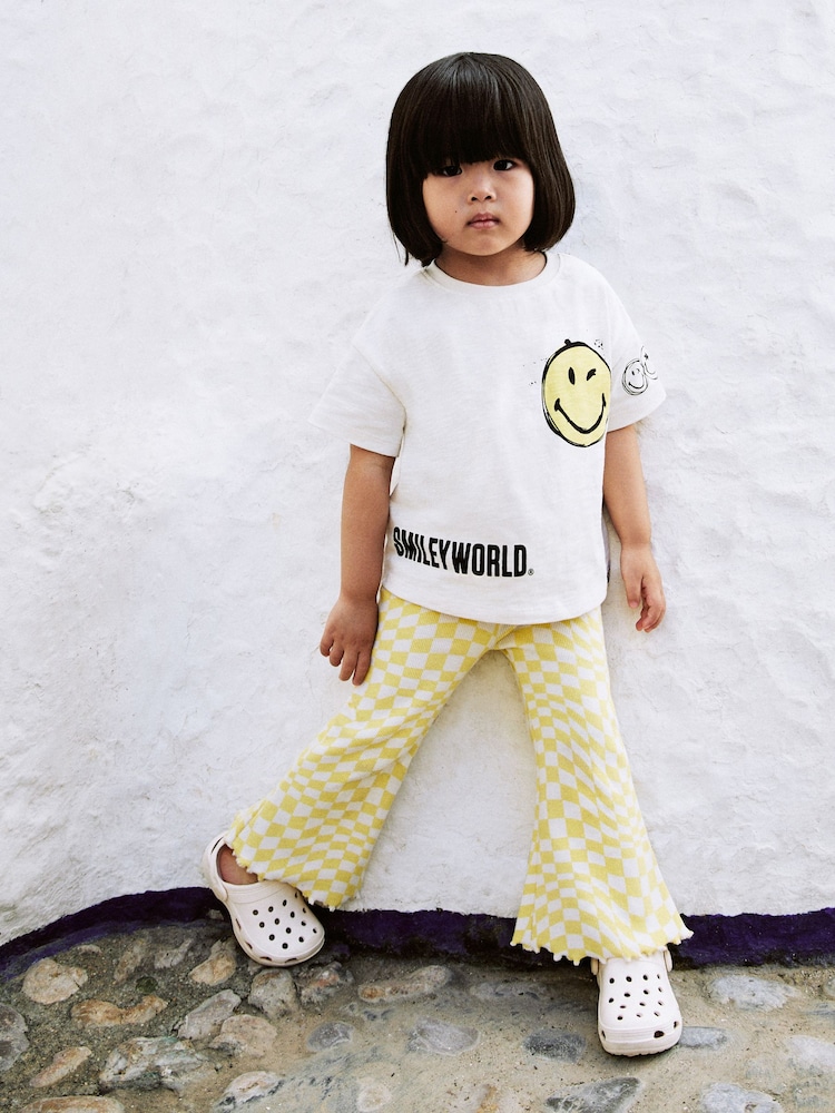 Ecru Yellow Smiley World Short Sleeve T-Shirt and Flare Set (3mths-7yrs) - Image 1 of 9