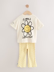 Ecru Yellow Smiley World Short Sleeve T-Shirt and Flare Set (3mths-7yrs) - Image 6 of 9