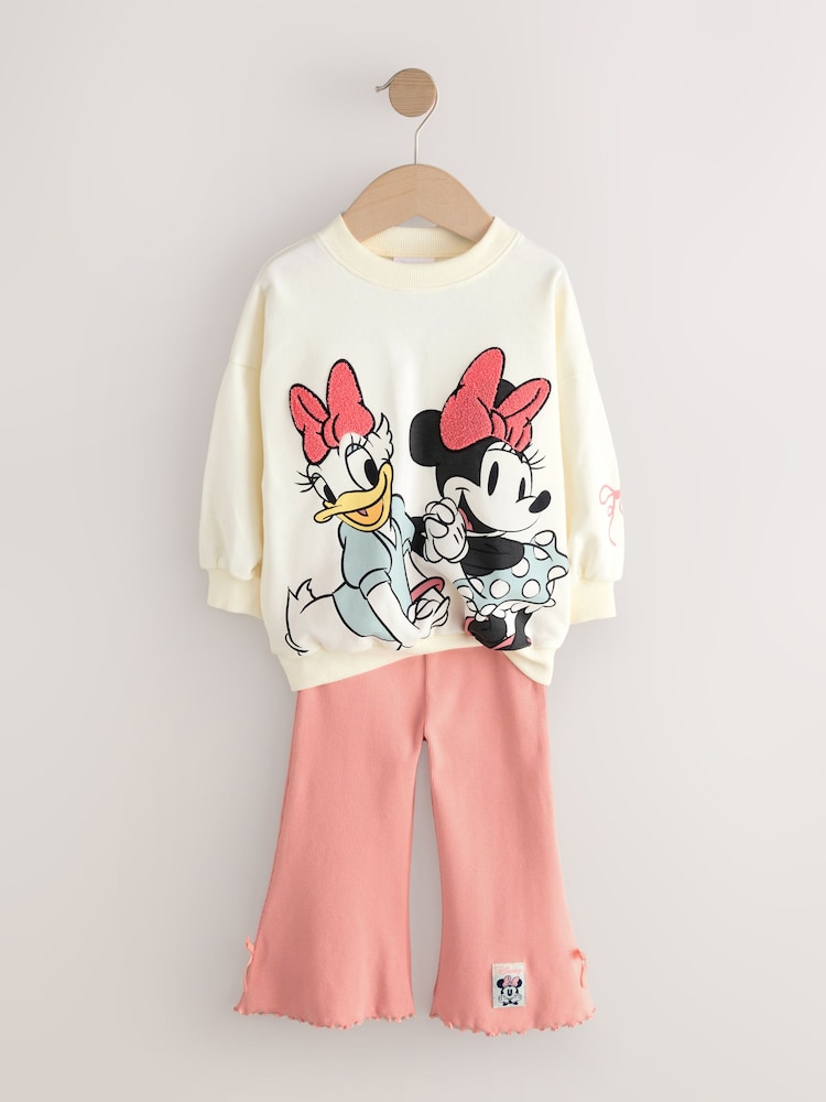 أبيض بيج فاتح - Disney Minnie Mouse and Daisy Duck Long Sleeve Top and Flare Set (3mths-7yrs) - صورة 2 من 5