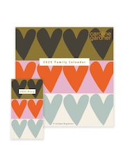 Caroline Gardner Red 2025 Hearts  Mixed Prints Square Family Calendar Set - Image 1 of 6