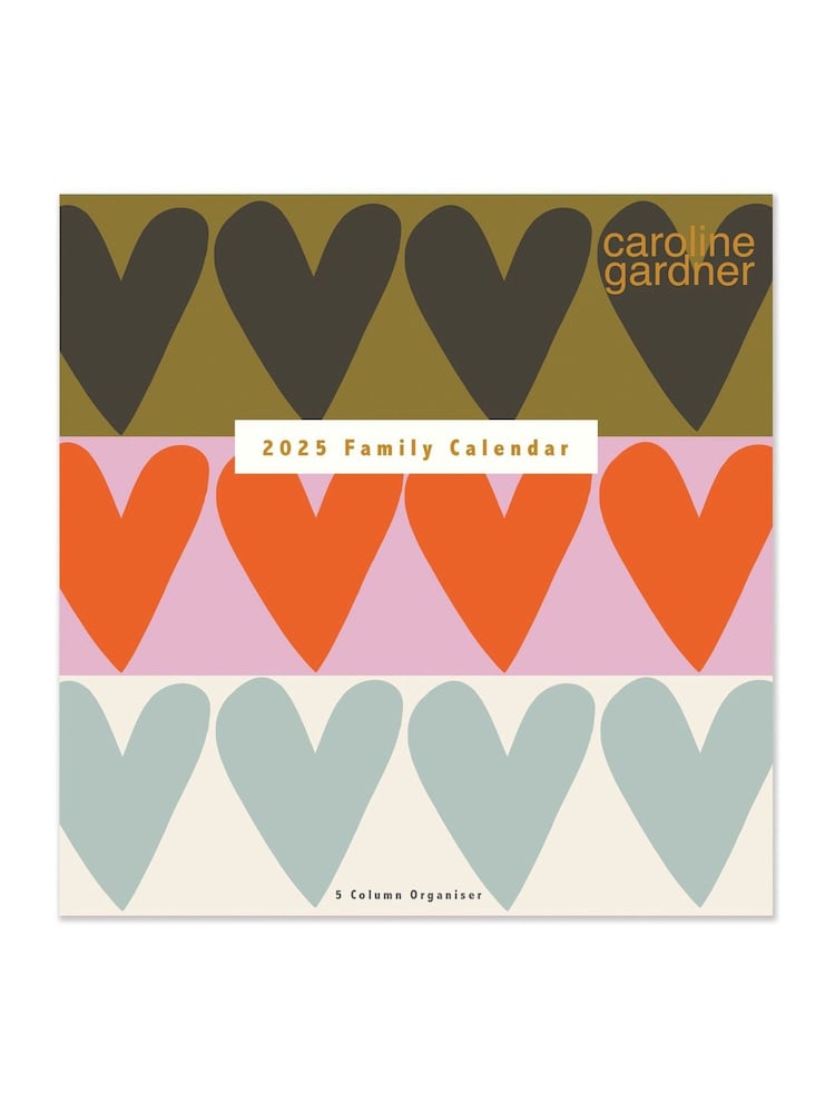 Caroline Gardner Red 2025 Hearts  Mixed Prints Square Family Calendar Set - Image 2 of 6