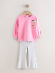 Pink Disney Mickey Mouse and Friends Long Sleeve Top and Flare Set (3mths-7yrs) - Image 4 of 9