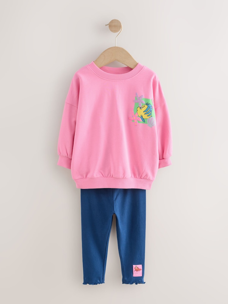 Pink Ariel Little Mermaid Long Sleeve Top and Leggings Set (3mths-7yrs) - Image 1 of 5