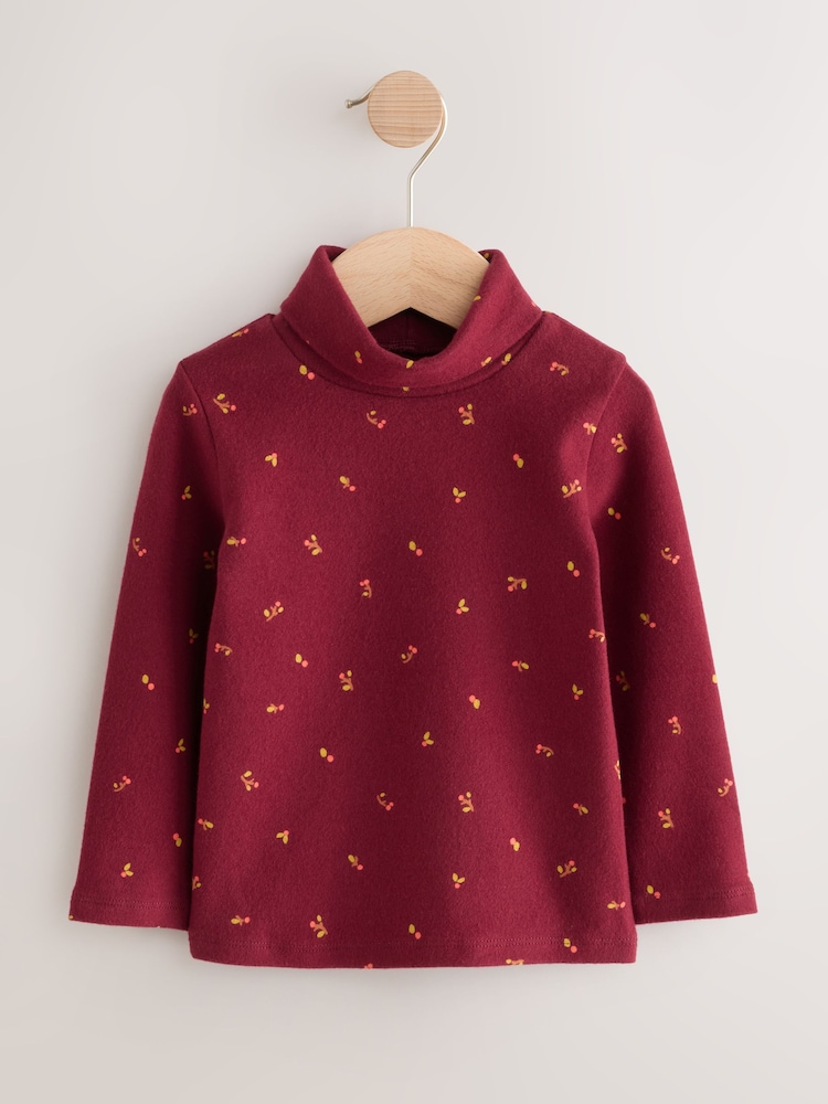 Burgundy Red Long Sleeve Roll Neck Top (3mths-7yrs) - Image 1 of 4