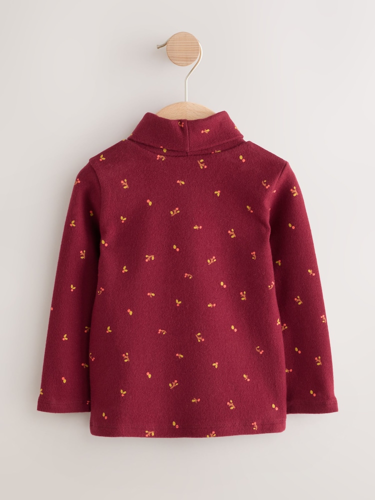 Burgundy Red Long Sleeve Roll Neck Top (3mths-7yrs) - Image 2 of 4