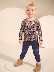 Navy Floral Rib Long Sleeve T-Shirt (3mths-7yrs) - Image 2 of 3